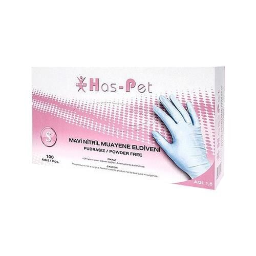 Has-Pet Mavi Nitril Muayene Eldiveni Pudrasız (90 ad)