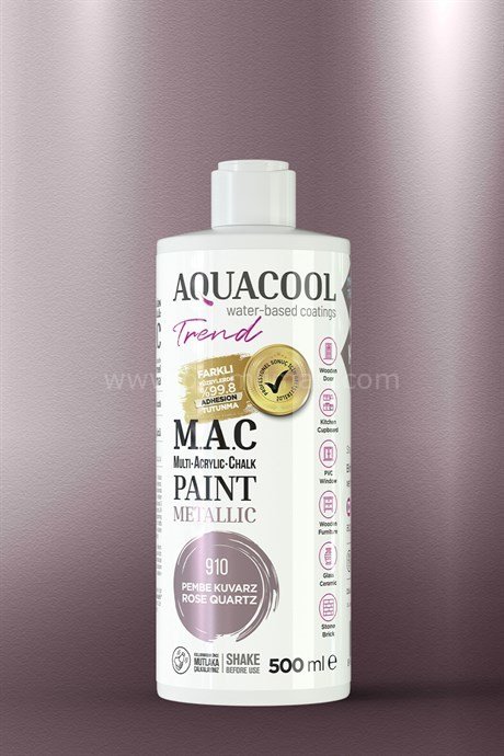 Trend M.A.C Su Bazlı Akrilik Vernikli Lake Metalik 910 Pembe Kuvarz Boya Boya 120 ml