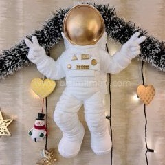 Astronot Biblo Heykel Beyaz Gold